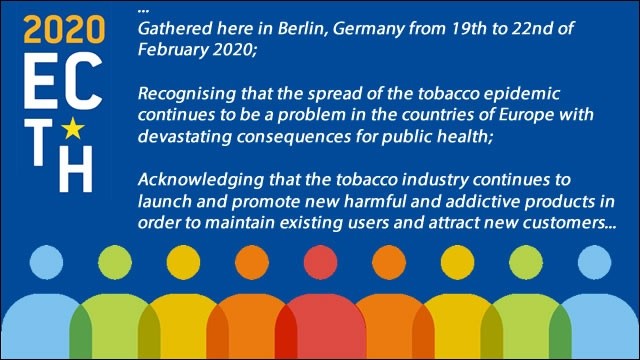 Declaratie uitgesproken op de ECToH stelt optreden tegen alle tabaksproducten centraal